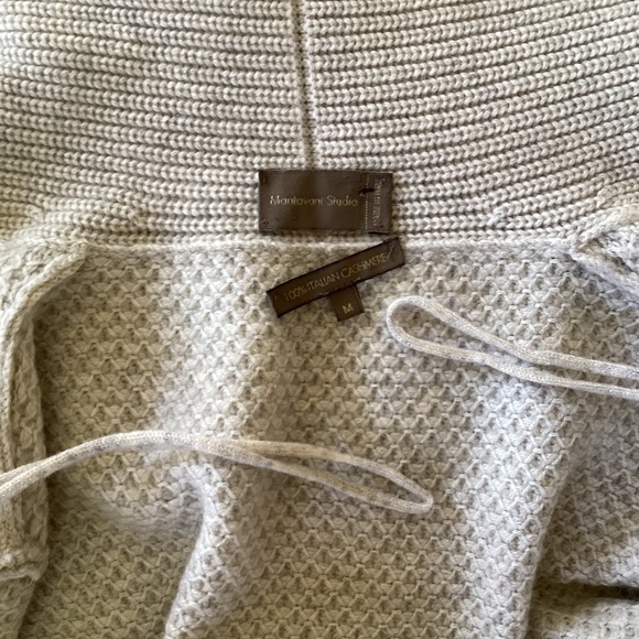 Mantovani Studio 100% Italian Cashmere Long Sweater Duster Coat Light Gray - Picture 12 of 16